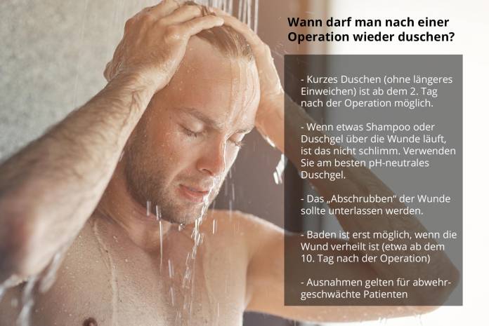 Wann darf man nach einer Operation wieder duschen?