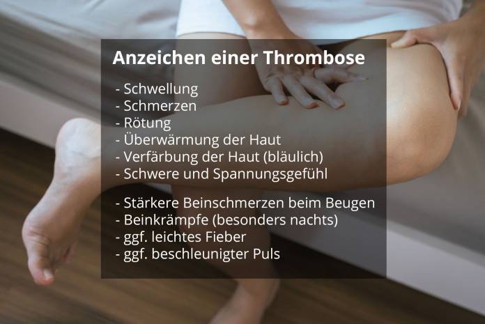 Symptome und Anzeichen einer Thrombose