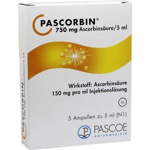 PASCORBIN (750mgAsccorbinsäure/5ml), 5x5 ML