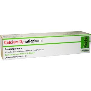 Calcium D3-ratiopharm 600mg/400 I.E. Brausetablett, 20 ST