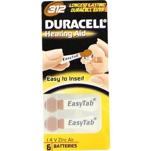 Duracell 312 Easy Tab Hörgerätebatterie, 6 ST