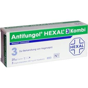 Antifungol HEXAL 3 KOMBI 3Vaginaltabl.+20g Creme, 1 P