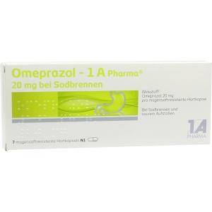 Omeprazol - 1 A Pharma 20mg bei Sodbrennen, 7 ST