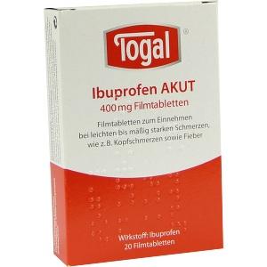 TOGAL Ibuprofen AKUT 400mg Filmtabletten, 20 ST