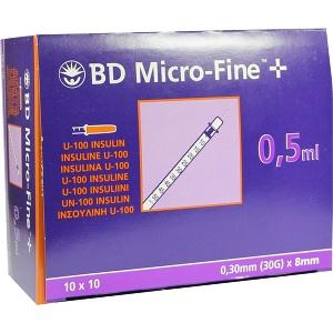 BD Micro Fine+ U100 Ins.Spr.8mm, 100x0.5 ML