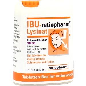 Ibu-ratio Lysinat Schmerztabl 500mg Tablettenbox, 20 ST